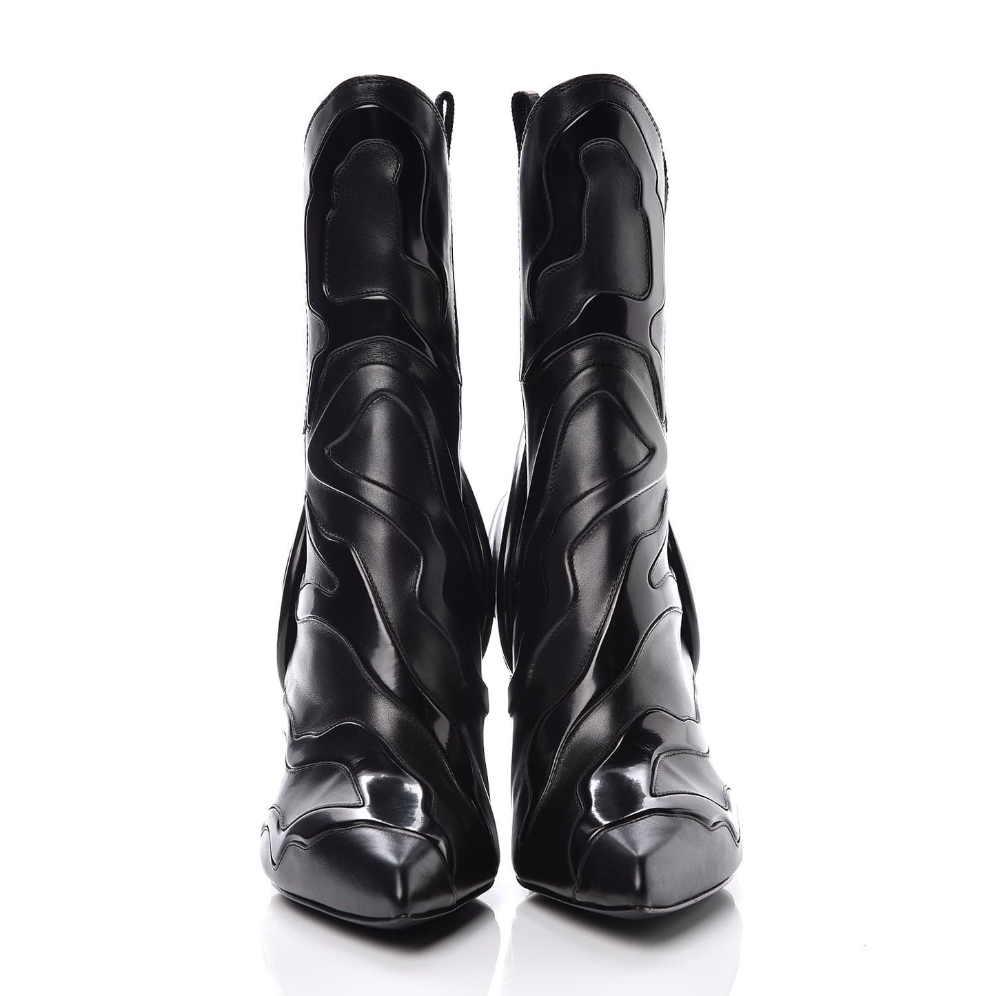 Calfskin Patent Monogram Fireball Ankle Boots 38.5 Black