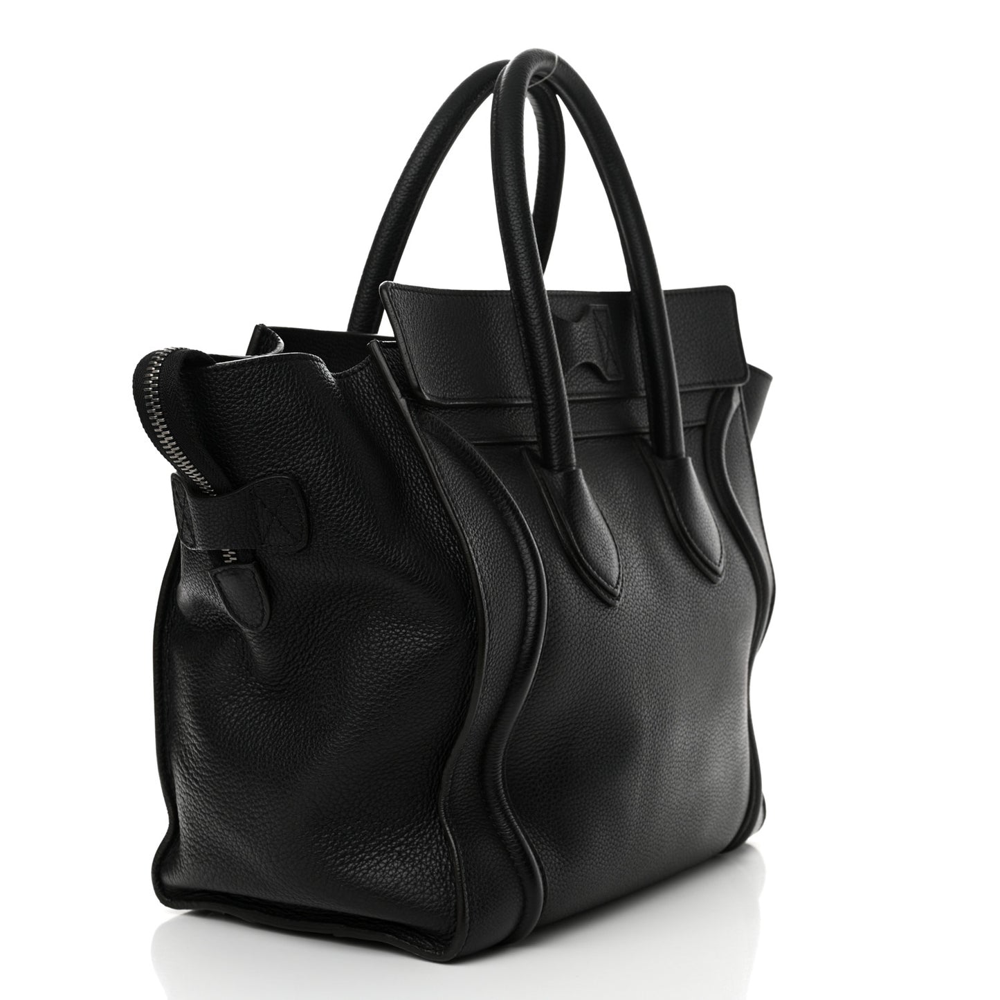 Drummed Calfskin Mini Luggage Black