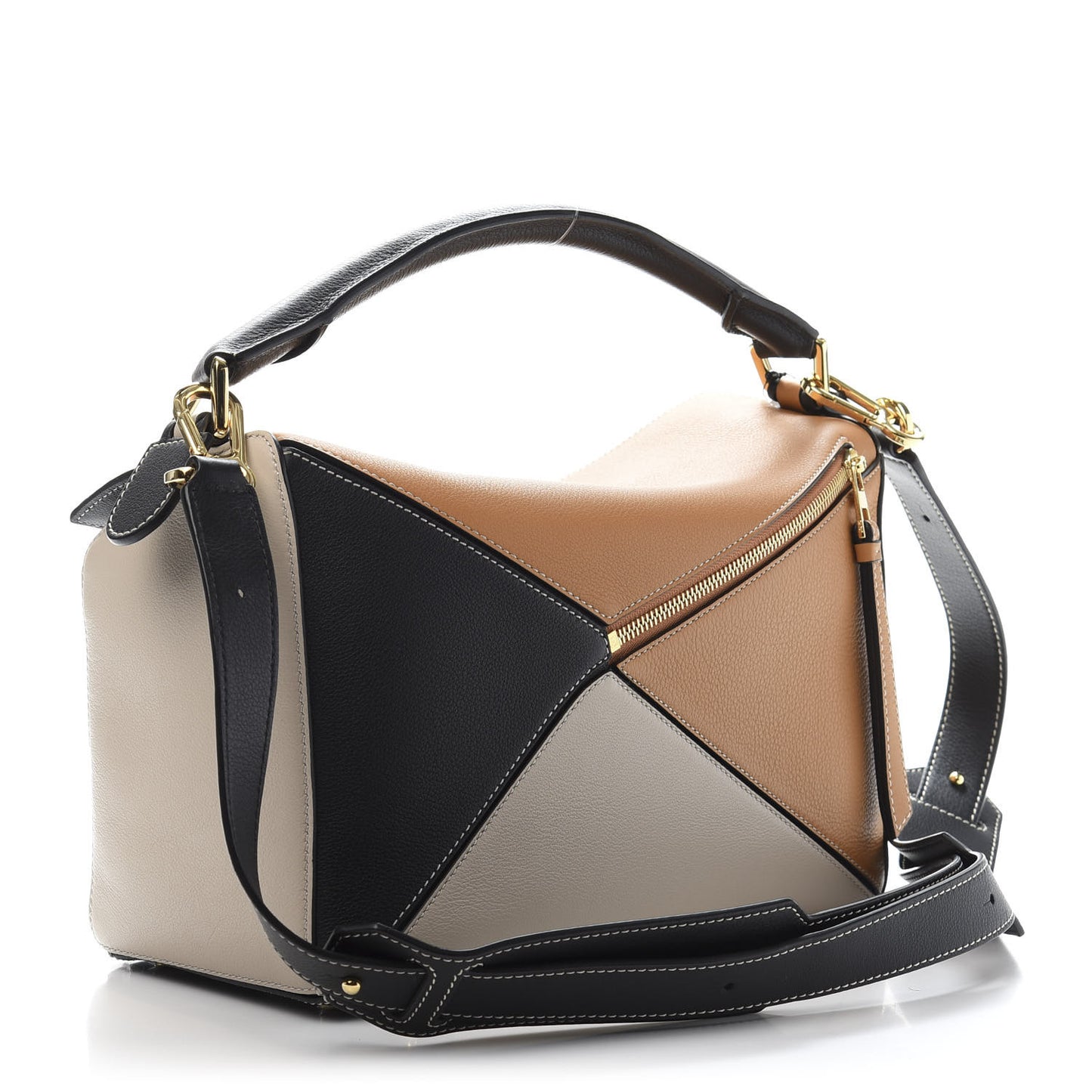 Grained Calfskin Medium Puzzle Bag Amber Light Oat