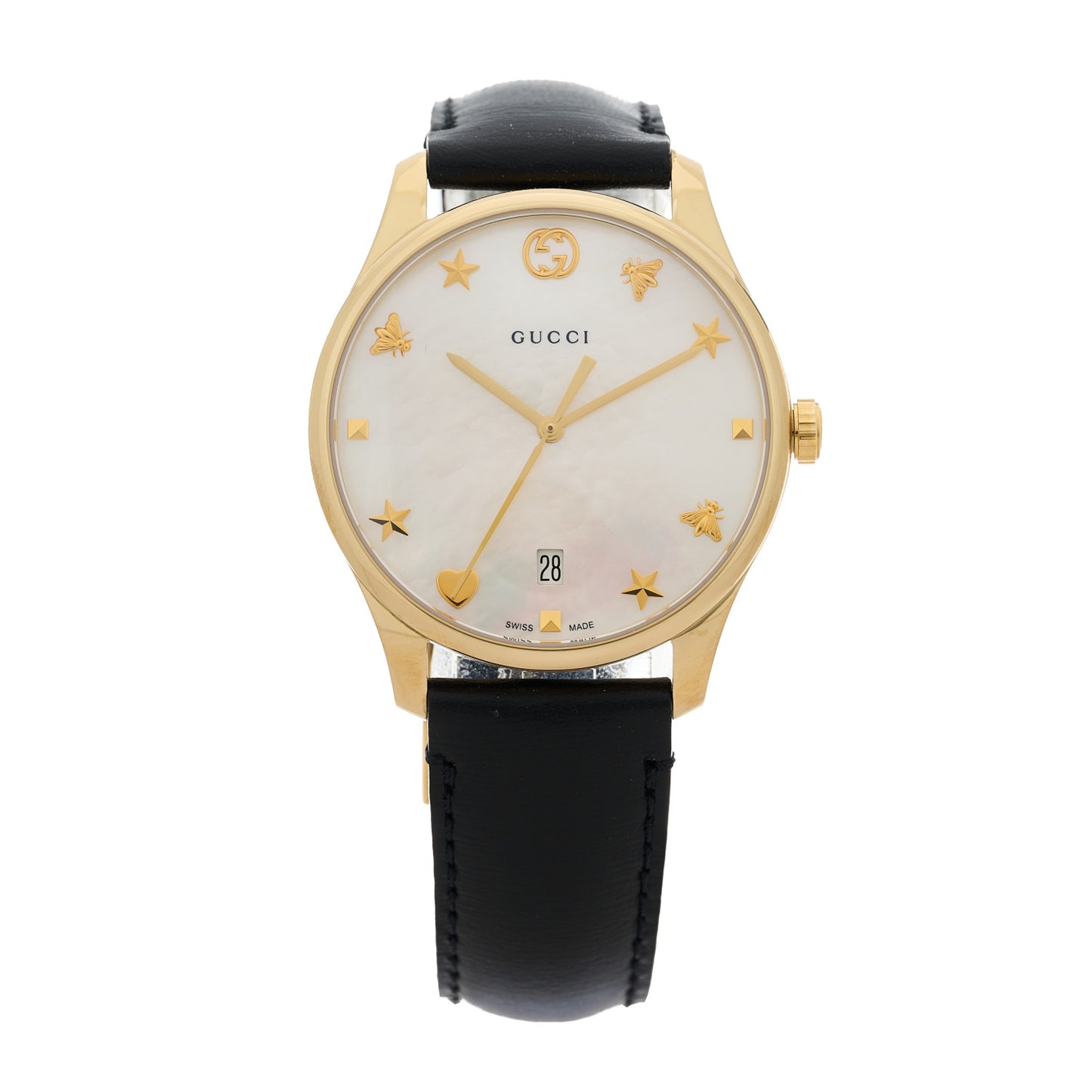 Stainless Steel Calfskin Mother of Pearl 36mm G-Timeless Charm Quartz Watch