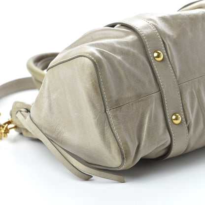 Miu Miu Vitello Lux Gathered Tote Pomice 6 of 10