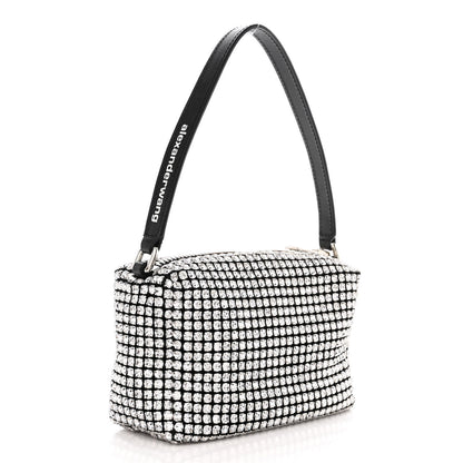 Alexander Wang Mesh Crystal Rhinestone Mini Heiress Pouch Black Silver 3 of 11
