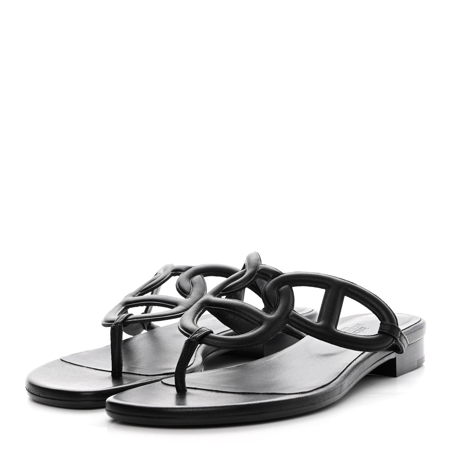 Hermes Nappa Womens Beach Sandals 36.5 Black 3 of 9