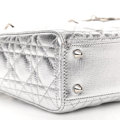Christian Dior Metallic Grained Calfskin Cannage Small Lucky Badges My Lady Dior Silver 9 of 13