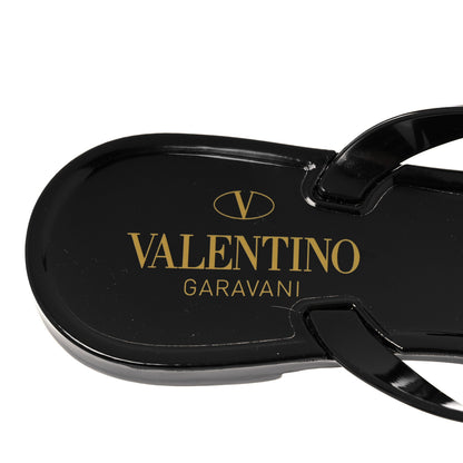 Valentino Garavani PVC Jelly Rockstud Bow Thong Sandals 37 Black 7 of 8