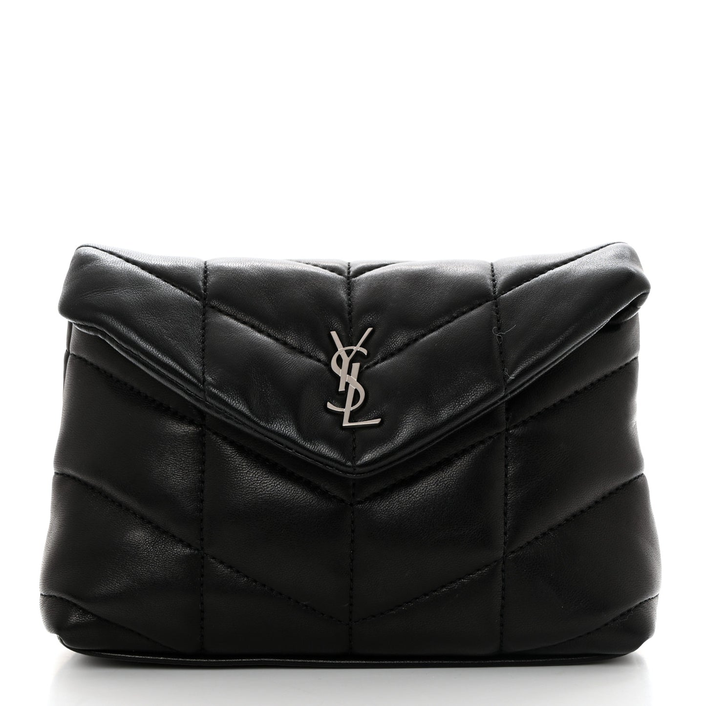 Lambskin Monogram Loulou Puffer Pouch Clutch Black