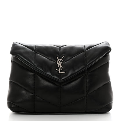 Saint Laurent Lambskin Monogram Loulou Puffer Pouch Clutch Black 2 of 7