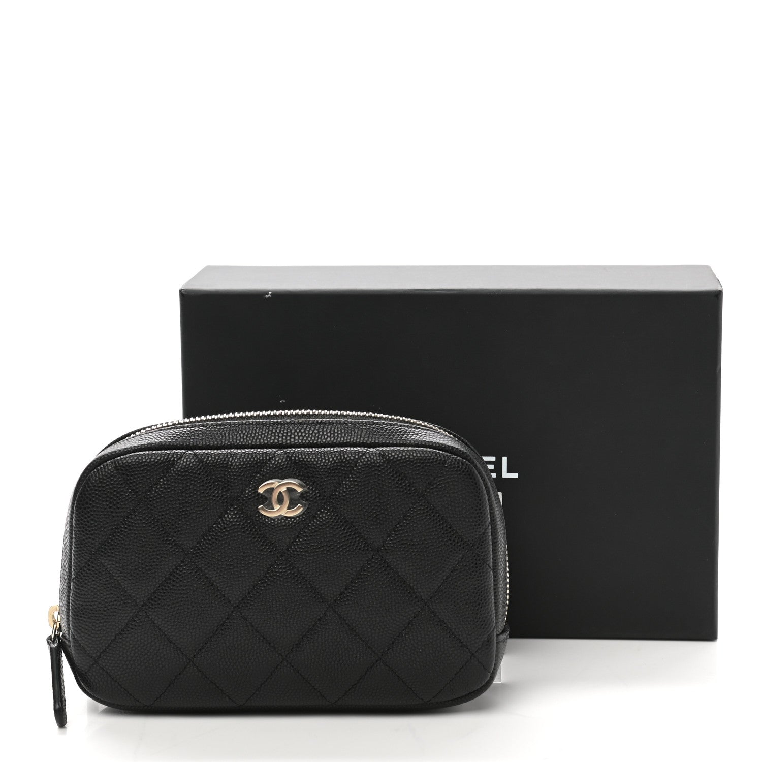 Chanel Caviar Quilted Small Curvy Pouch Cosmetic Case Black 8 of 8