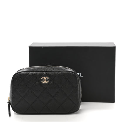 Chanel Caviar Quilted Small Curvy Pouch Cosmetic Case Black 8 of 8