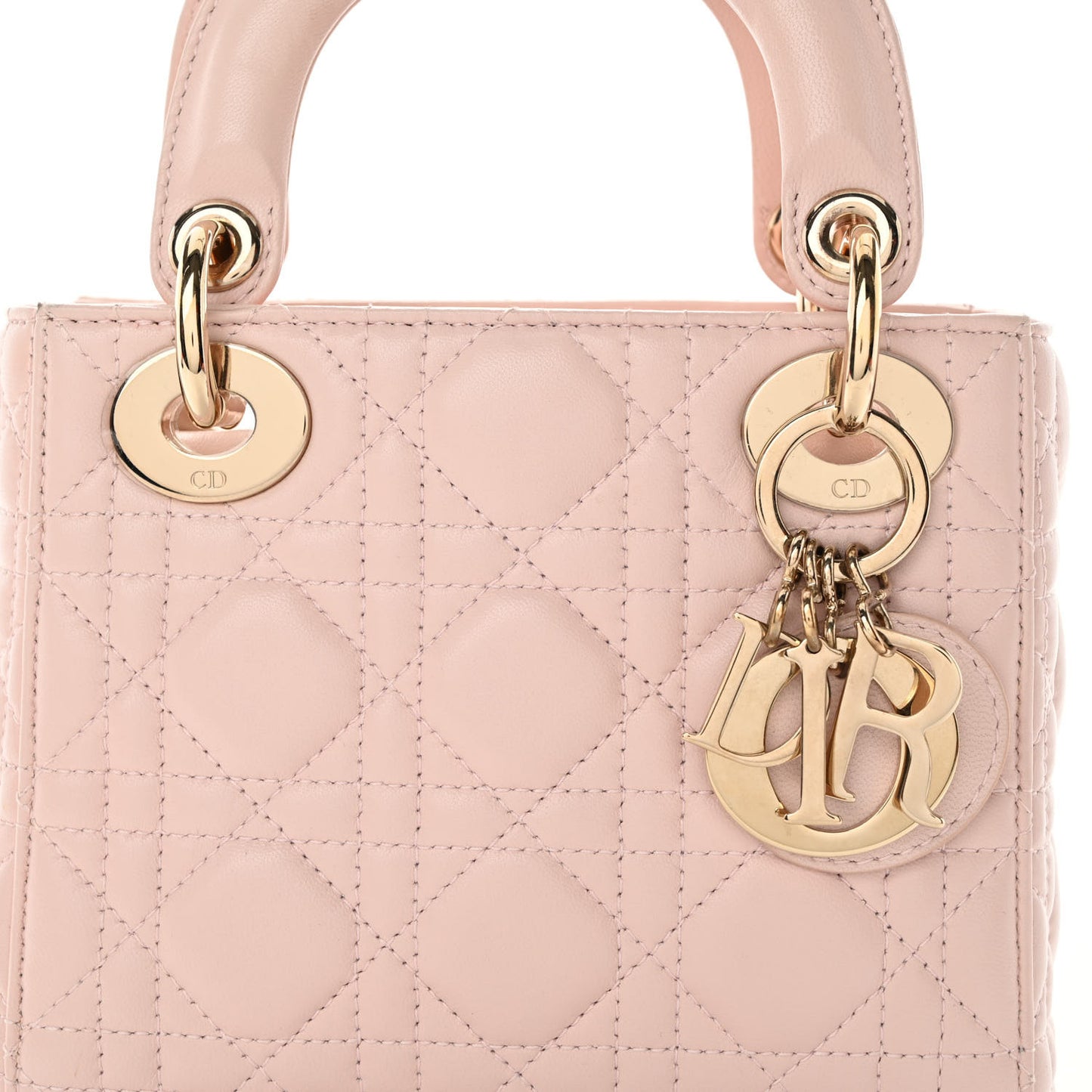 Lambskin Cannage Mini Lady Dior Rose Poudre