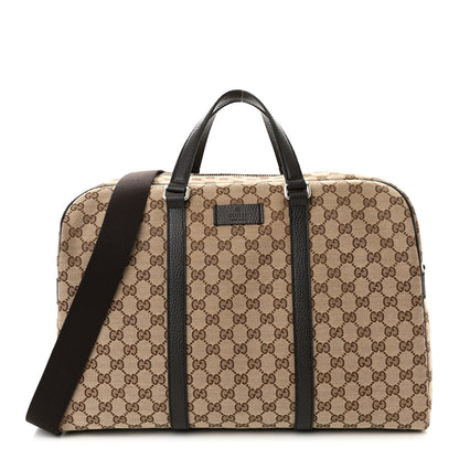 Gucci Monogram Dollar Calfskin Boston Duffle Bag Beige Ebony Testa di Moro Marrone Scuro 1 of 9