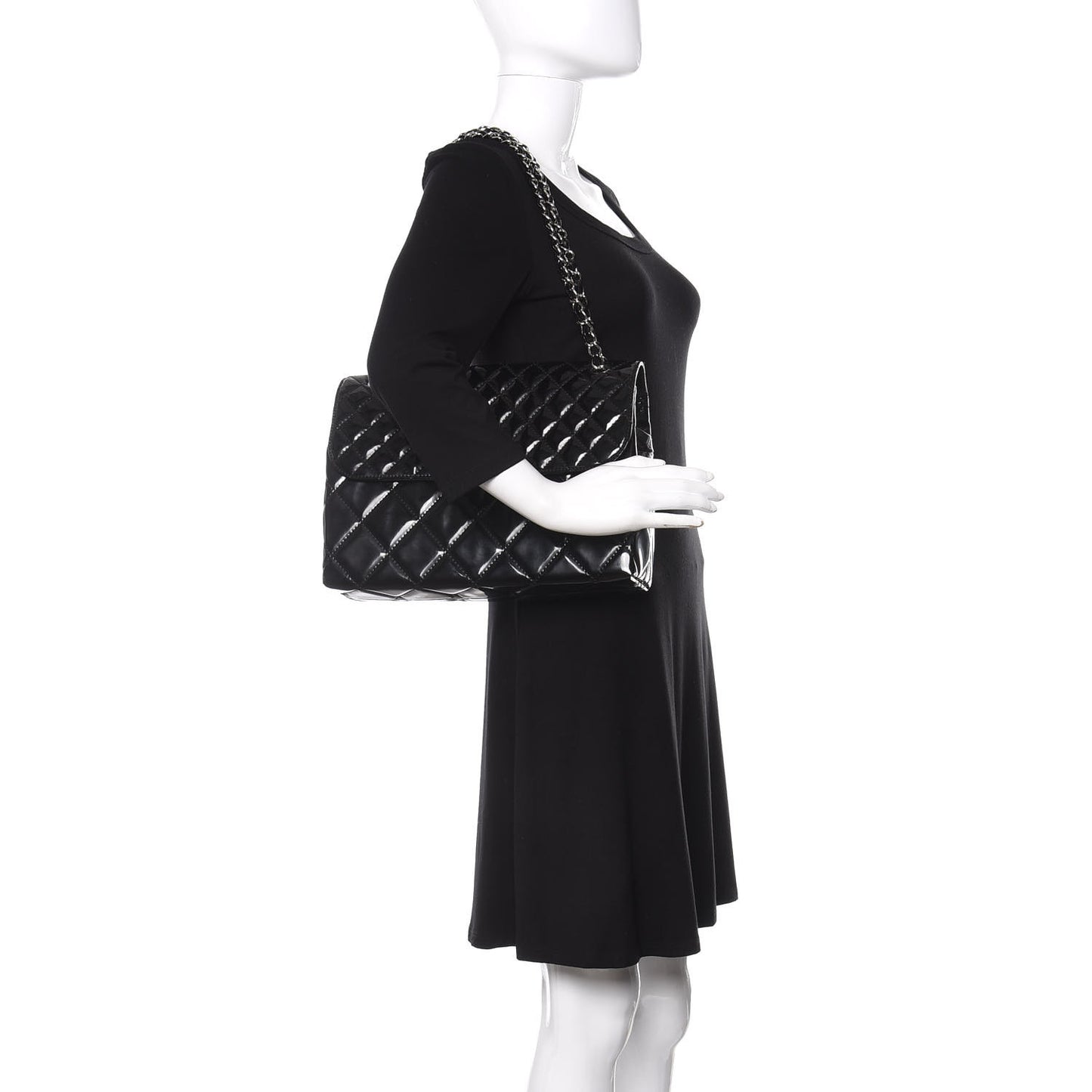 Vinyl Quilted In the Business Flap Bag Black