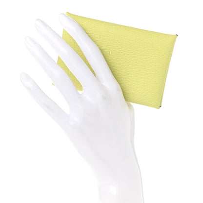 Hermes Chevre Mysore Verso Calvi Card Case Jaune Bourgeon Nata 2 of 8