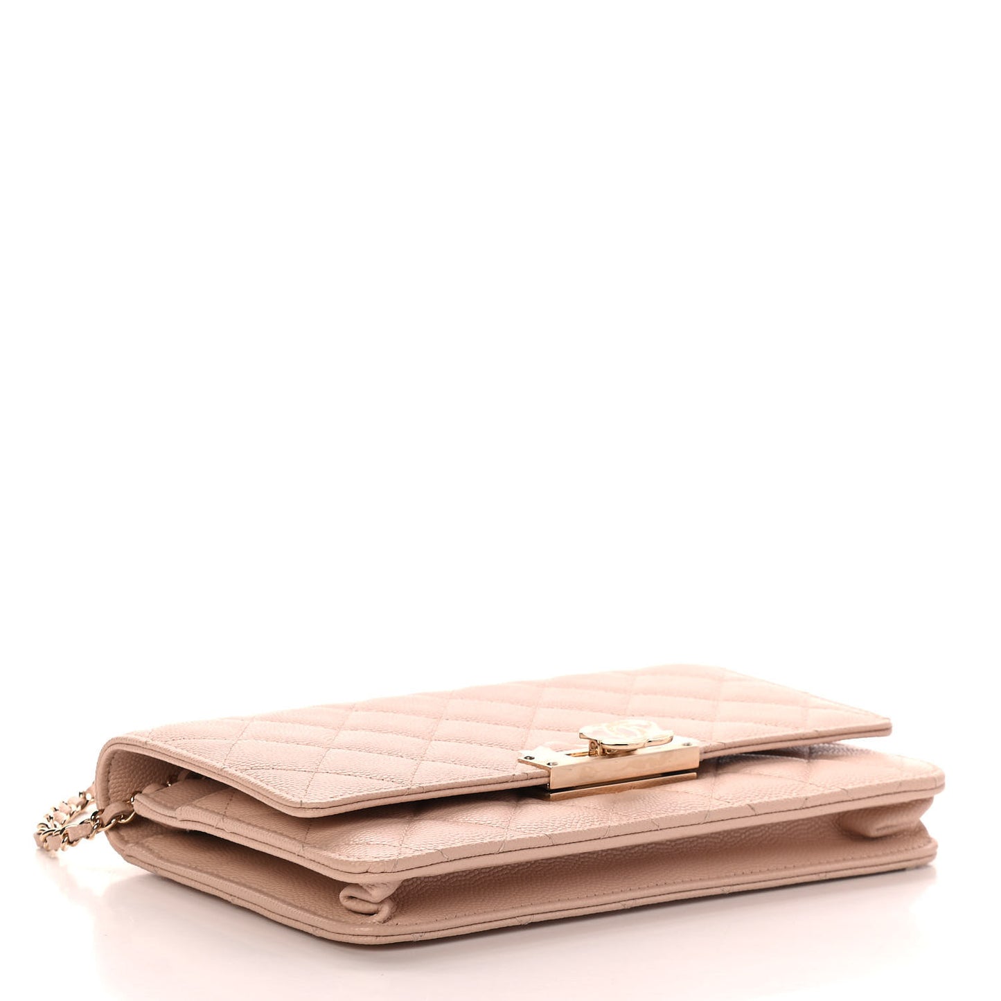 Caviar Quilted Golden Class Wallet On Chain WOC Light Beige