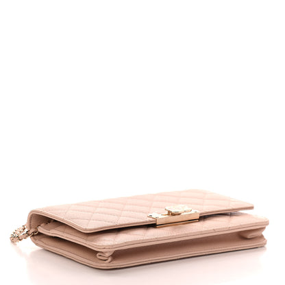 Chanel Caviar Quilted Golden Class Wallet On Chain WOC Light Beige 4 of 10