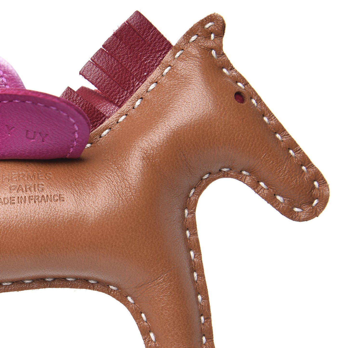 Milo Lambskin Grigri Rodeo Horse Bag Charm PM Sesame Grenat Rose Poupre