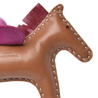 Hermes Milo Lambskin Grigri Rodeo Horse Bag Charm PM Sesame Grenat Rose Poupre 3 of 3