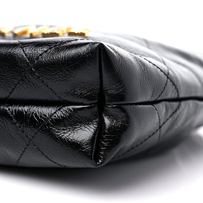 Chanel Shiny Crumpled Calfskin Quilted Pearl Mini Chanel 22 Black 9 of 11