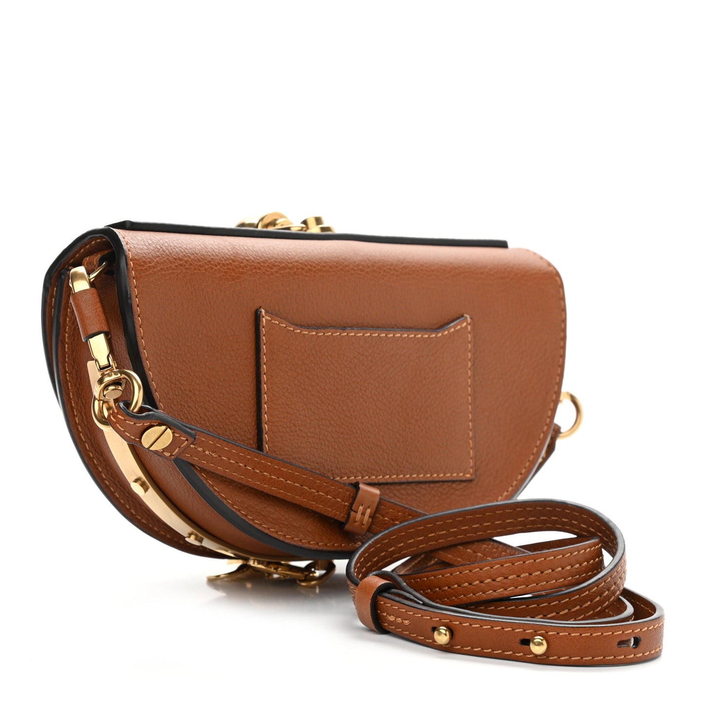 Calfskin Small Nile Bracelet Minaudiere Bag Caramel