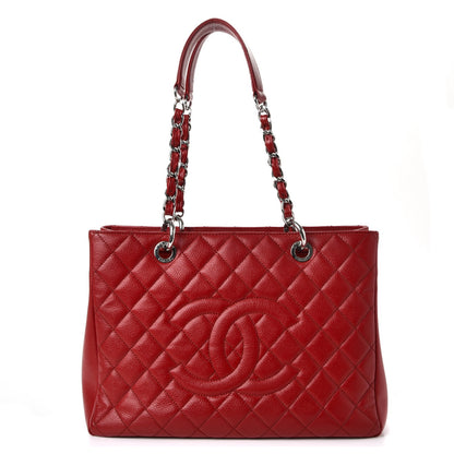 Chanel Caviar Quilted Grand Shopping Tote GST Red 1 of 13