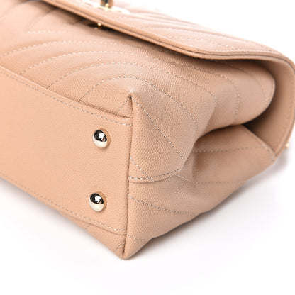 Chanel Caviar Chevron Quilted Mini Coco Handle Flap Beige 9 of 11