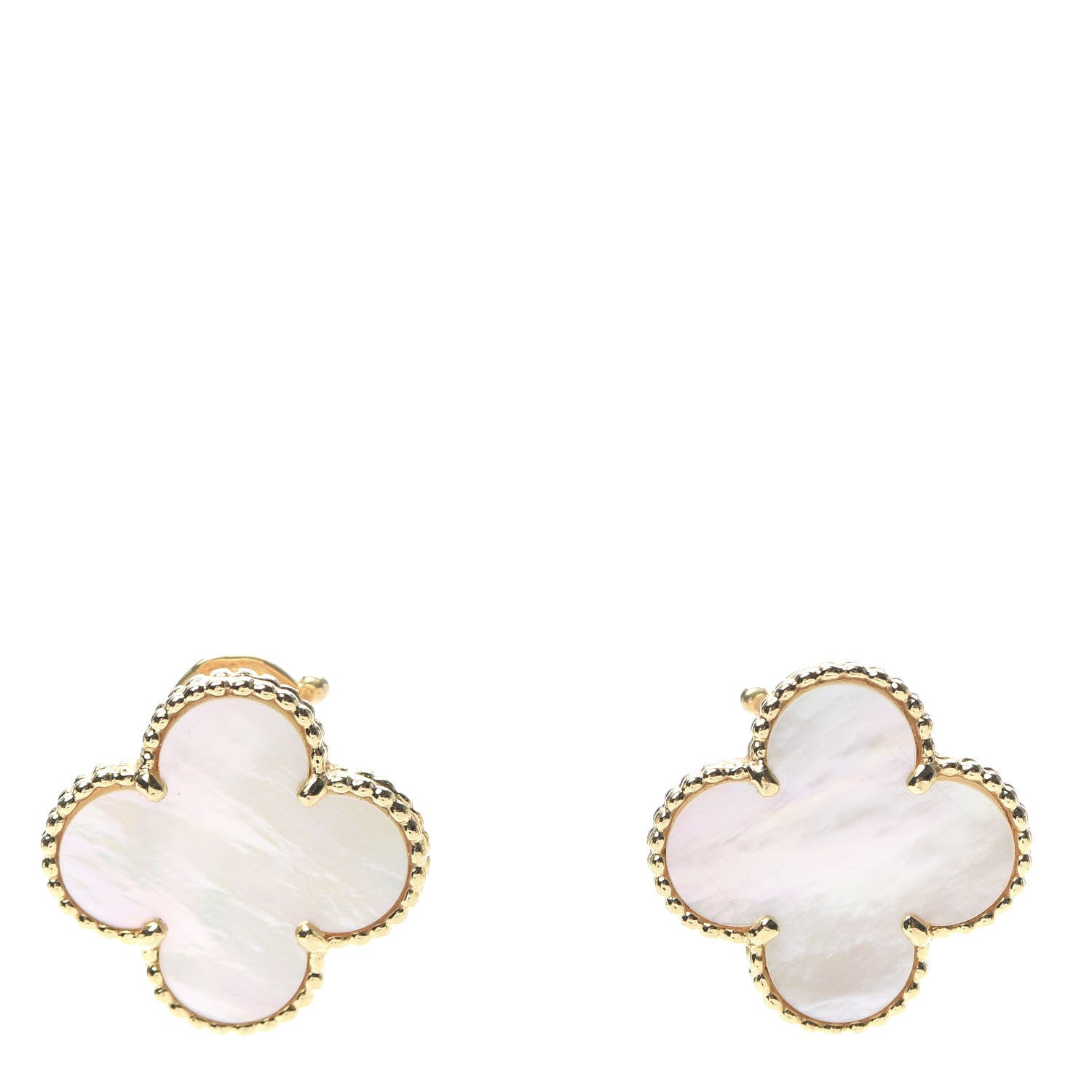 Van Cleef & Arpels 18K Yellow Gold Mother of Pearl Magic Alhambra Earrings 1 of 6