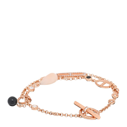 Hermes 18K Rose Gold Diamond Pink Opal Onyx Black Spinel Chaos Bracelet 2 of 4
