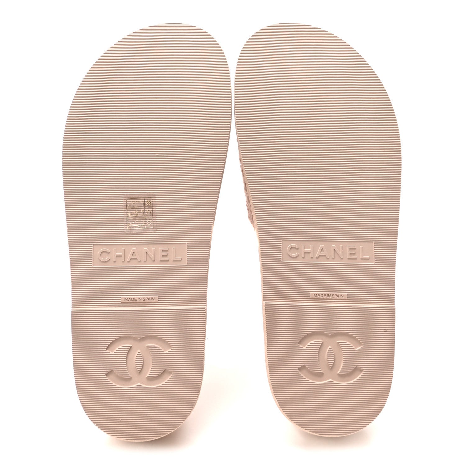 Chanel Fabric Pearl Cork CC Slip On Sandals 38 Pink 1908963