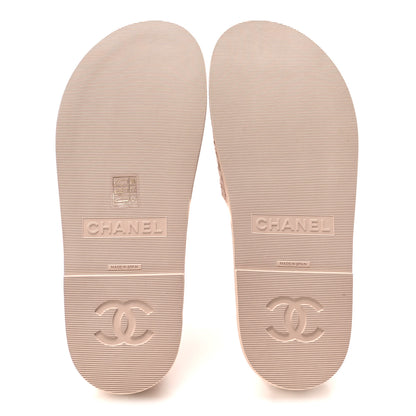 Chanel Fabric Pearl Cork CC Slip On Sandals 38 Pink 6 of 10