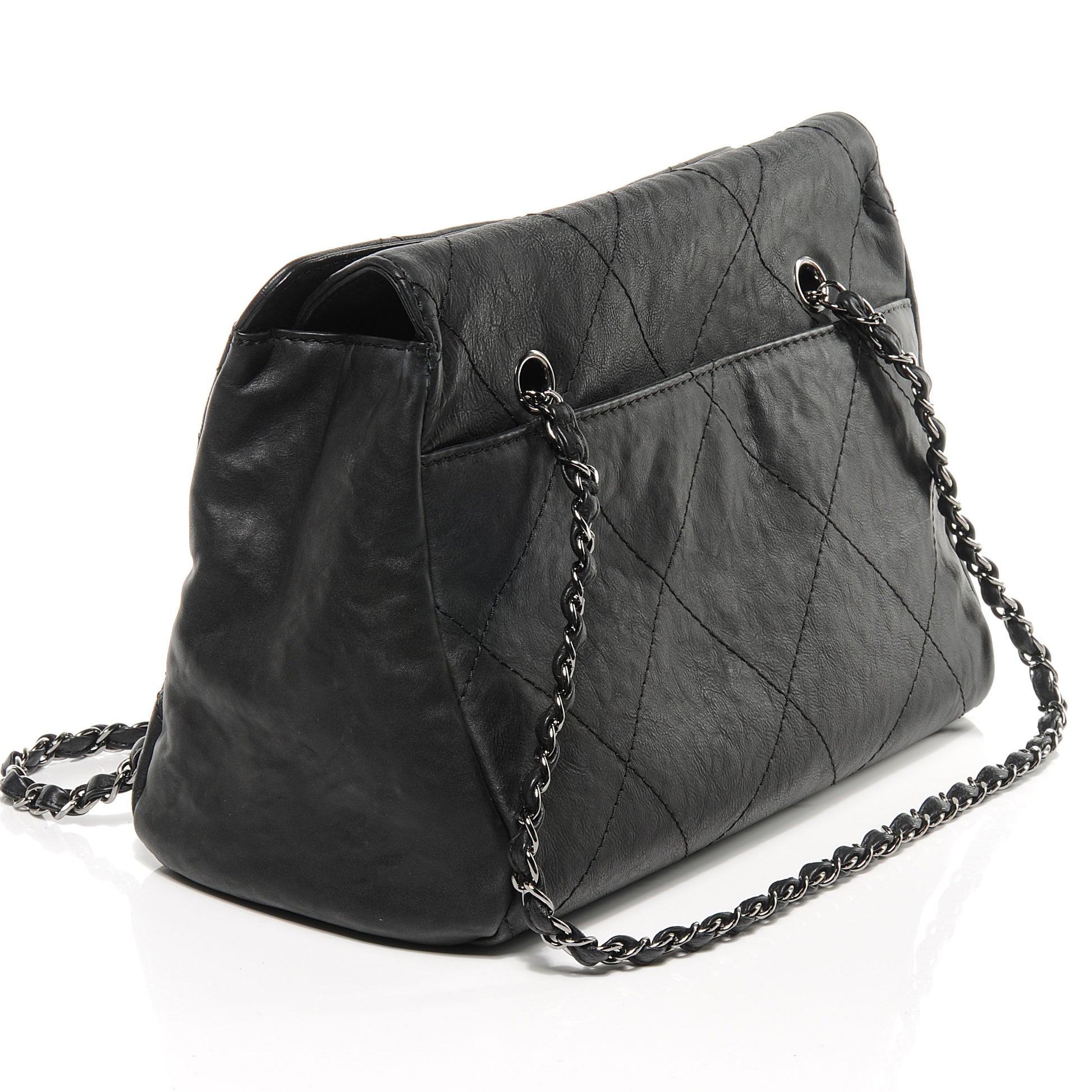 Chanel Washed Calfskin Large Hamptons Shopping Tote Black 3 of 8