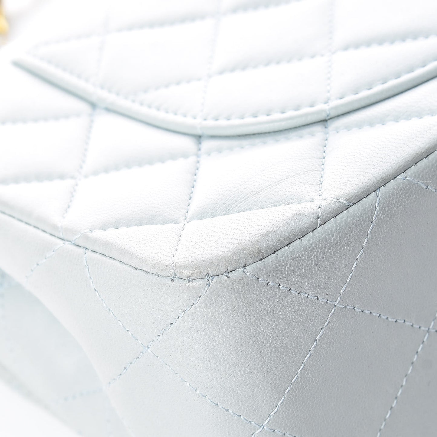 Lambskin Quilted Small Double Flap Light Blue