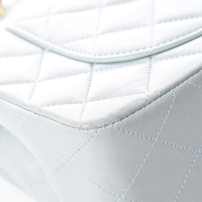 Chanel Lambskin Quilted Small Double Flap Light Blue 16 of 22