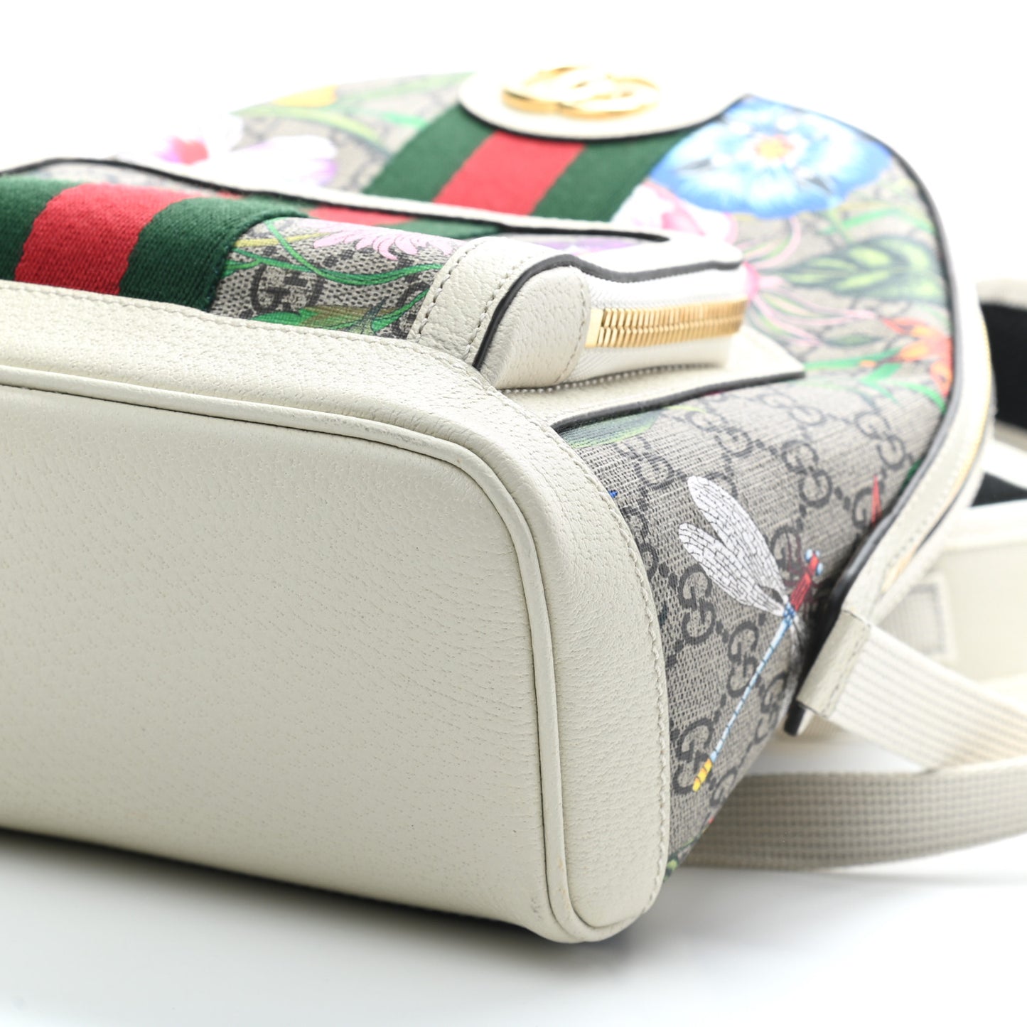 GG Supreme Monogram Flora Web Small Ophidia Day Backpack White