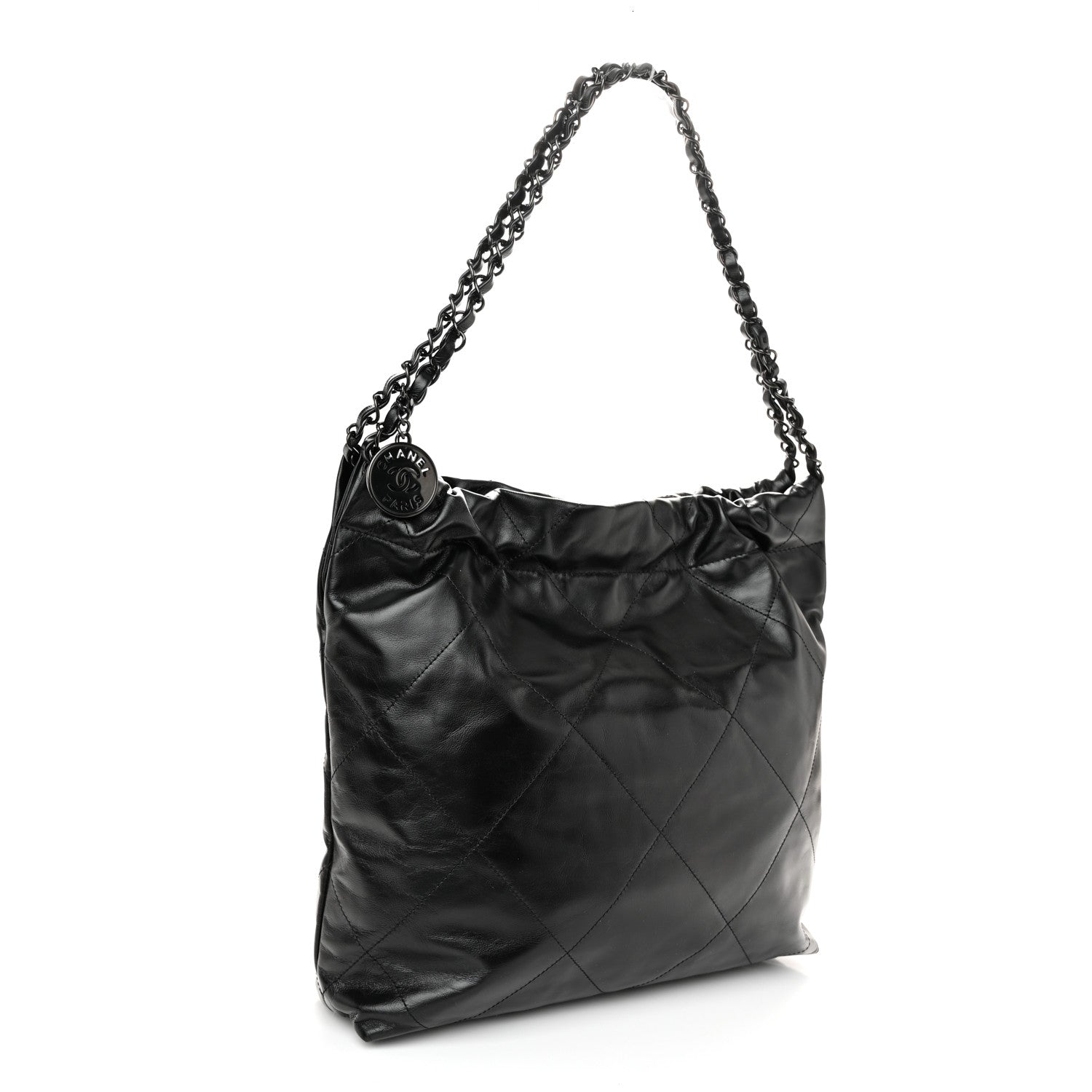 Chanel Shiny Calfskin Quilted Small Chanel 22 So Black 4 of 11