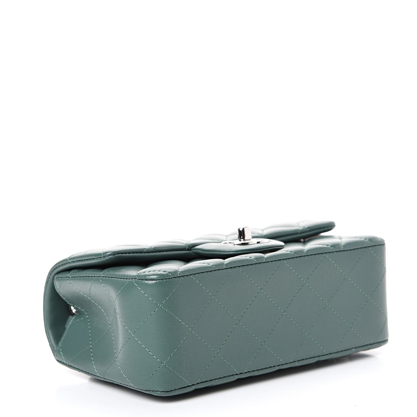 Lambskin Quilted Mini Rectangular Flap Green