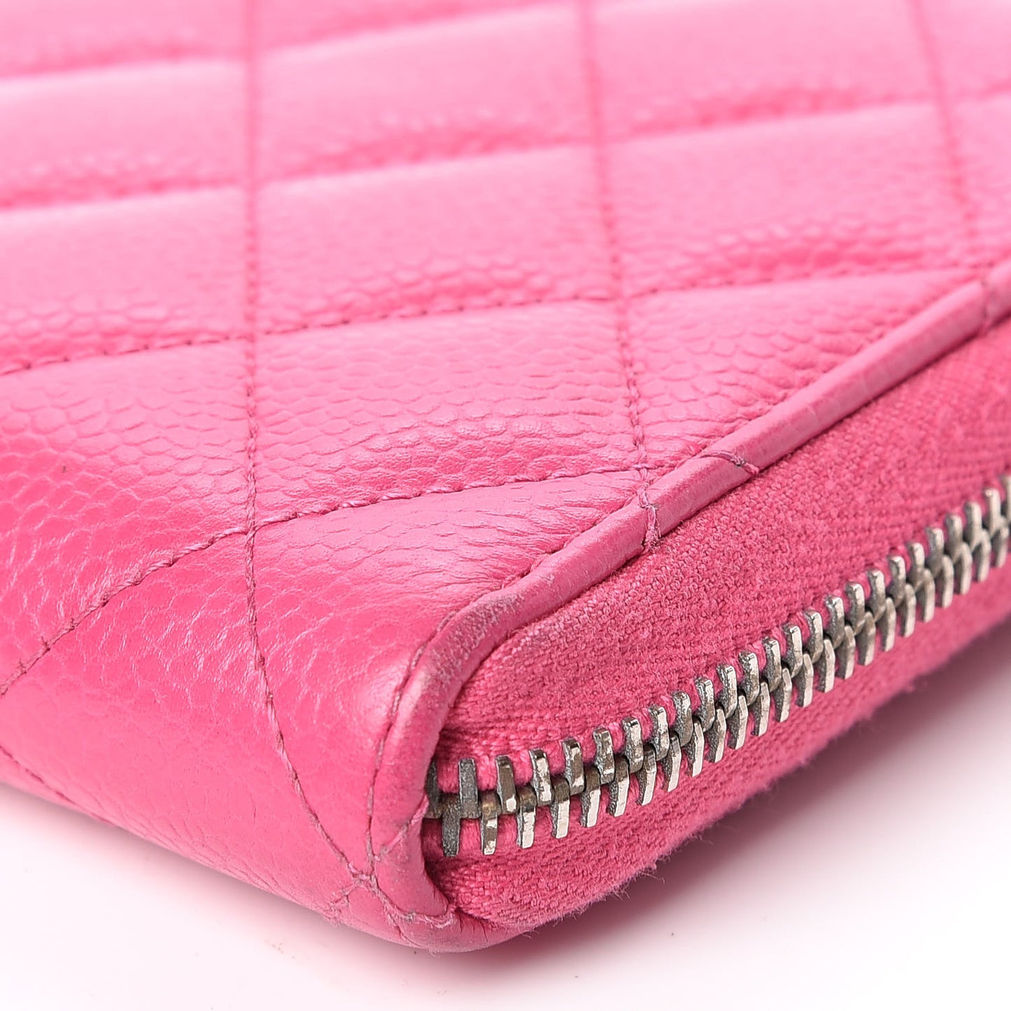 Caviar Quilted Large Gusset Zip Around Wallet Pink