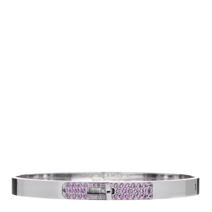 Hermes 18K White Gold Pink Sapphire PM Kelly Bracelet ST 1 of 5