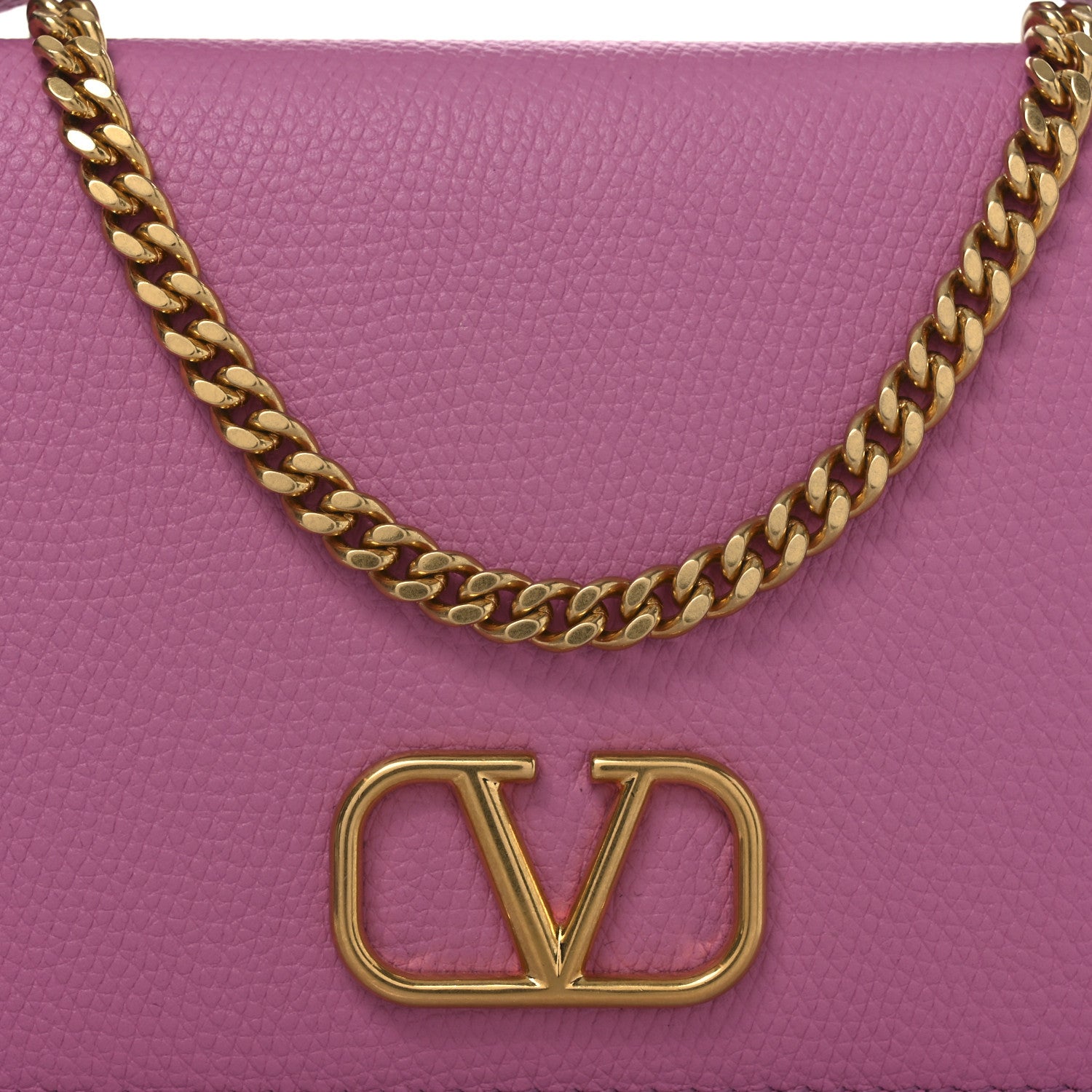 Valentino Garavani Grainy Calfskin VLogo Top Handle Wallet With Chain Feminine Pink 6 of 8