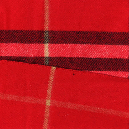 Burberry Wool Cashmere Check Fringe Scarf Claret 4 of 4