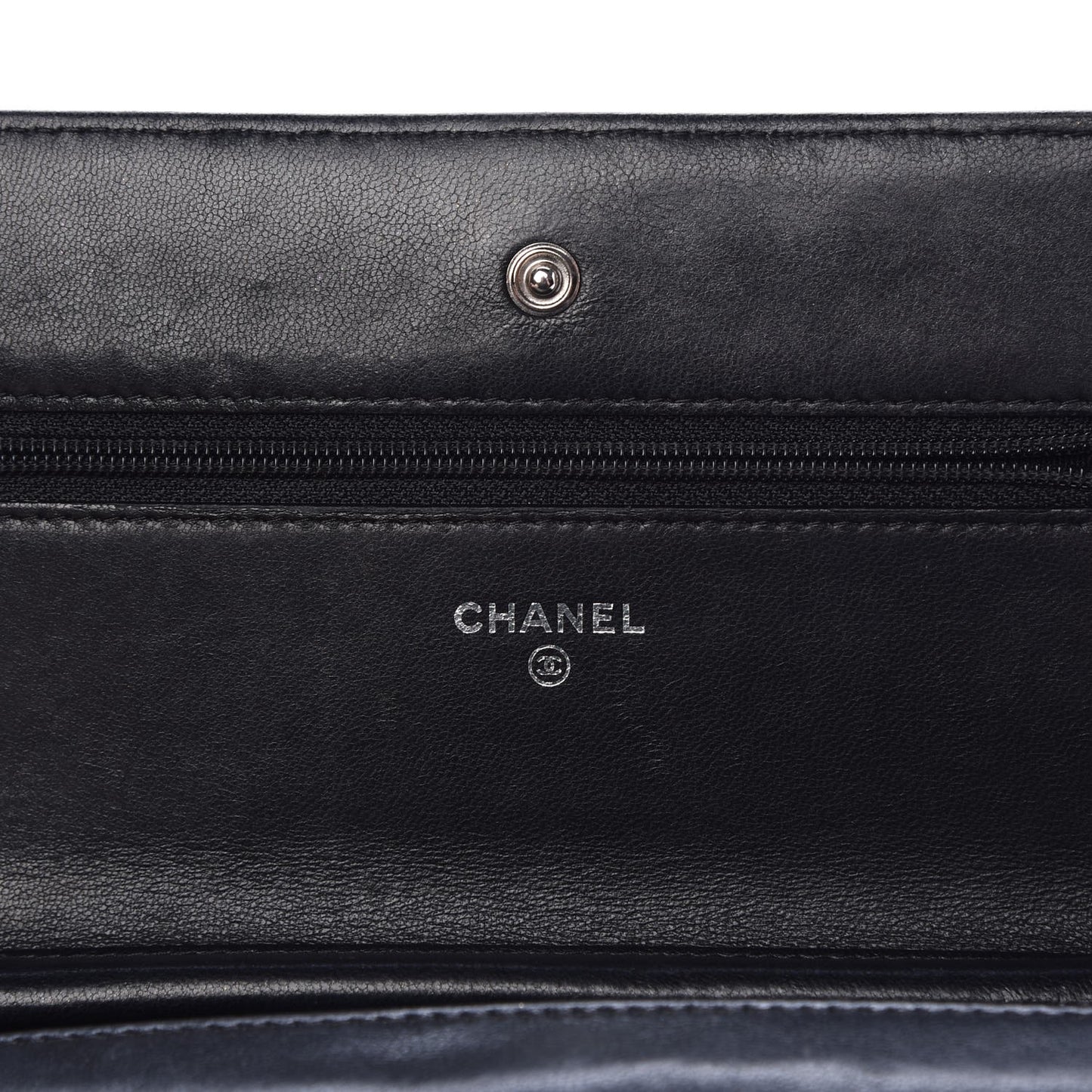 Lambskin Chevron Quilted Wallet On Chain WOC So Black