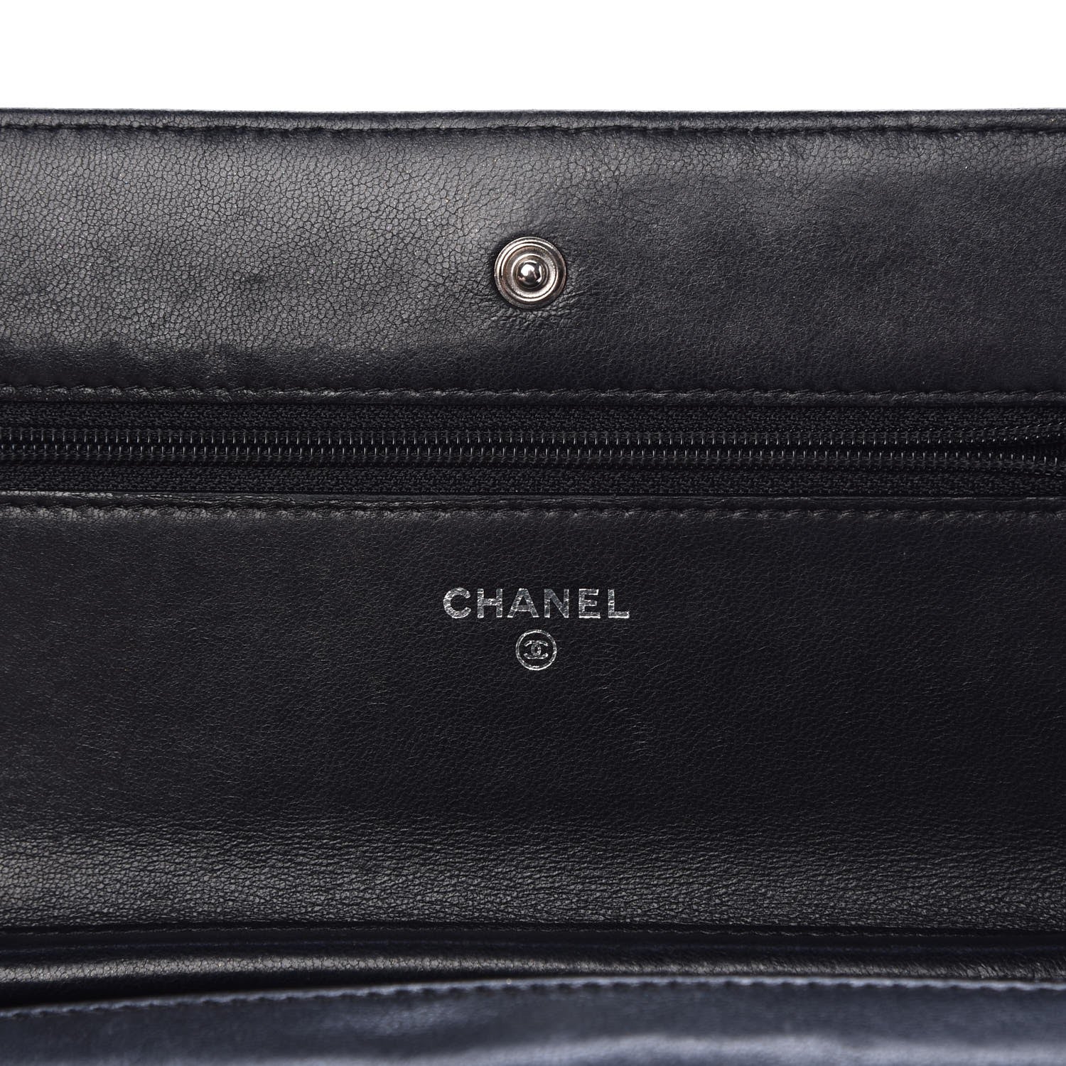 Chanel Lambskin Chevron Quilted Wallet On Chain WOC So Black 6 of 17