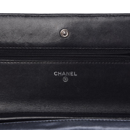 Chanel Lambskin Chevron Quilted Wallet On Chain WOC So Black 6 of 17