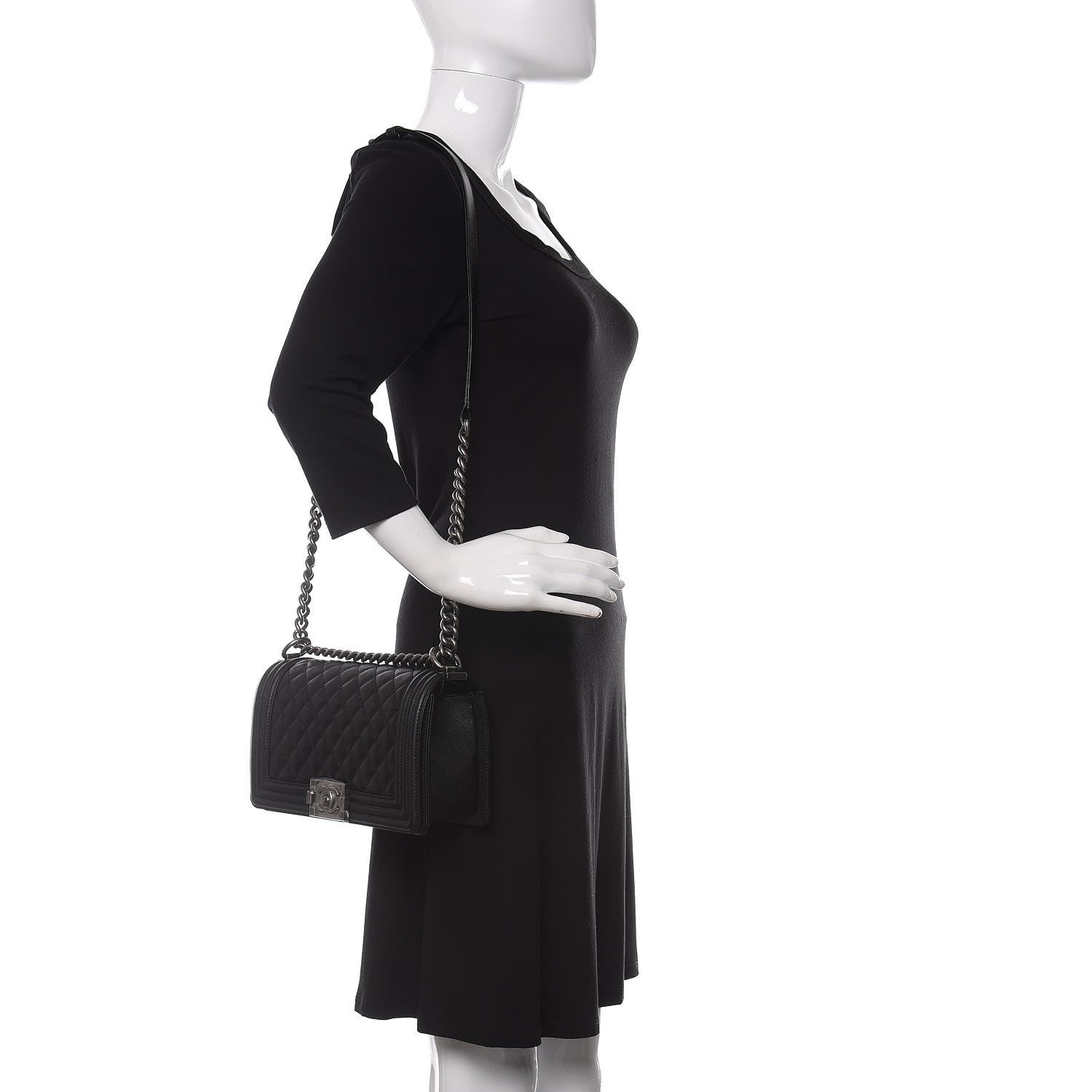 Chanel Caviar Quilted Medium Boy Flap Black 2 of 10