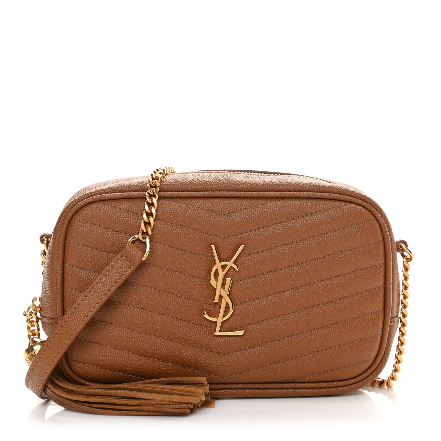 Saint Laurent Grain De Poudre Matelasse Monogram Mini Lou Camera Bag Dark Natural 1 of 13