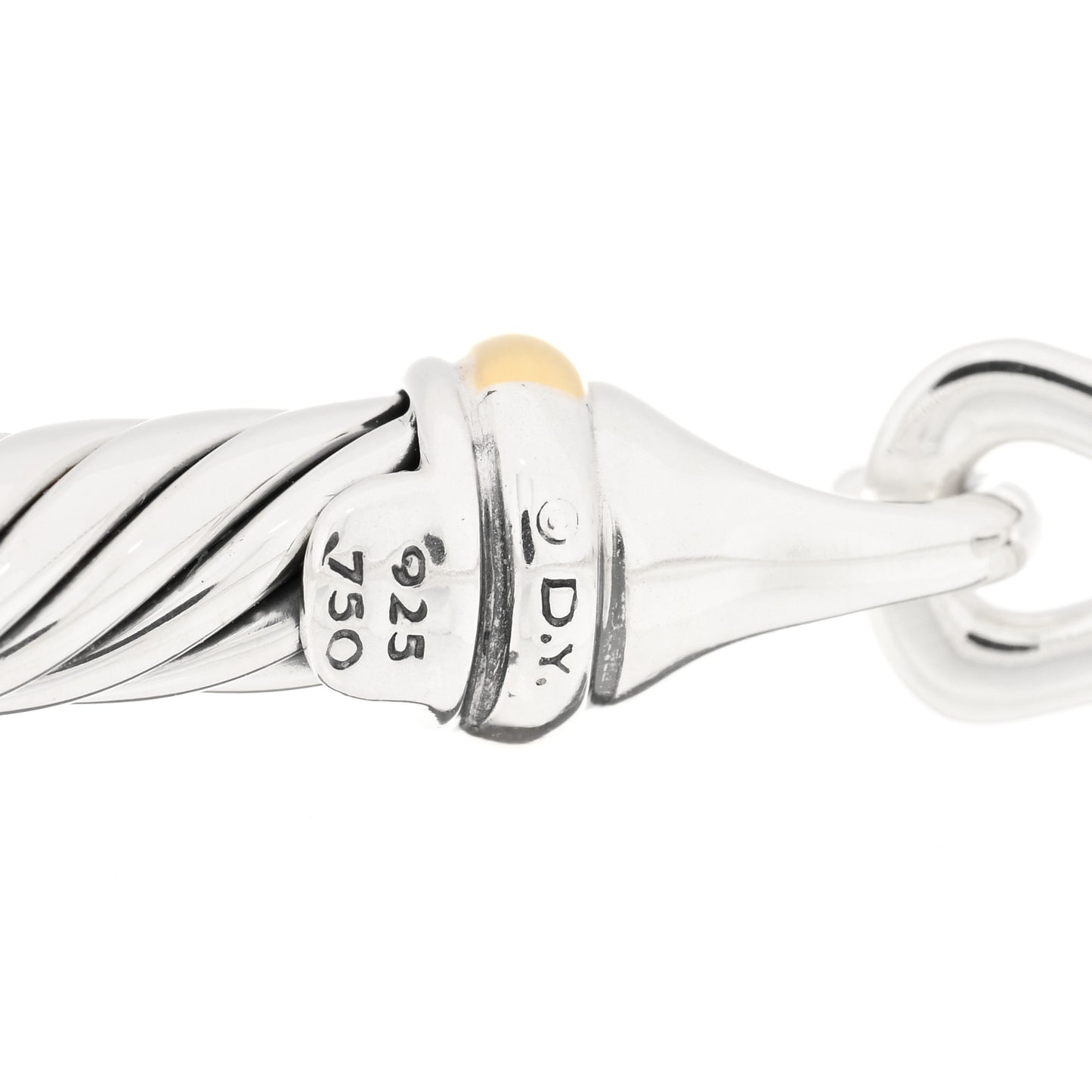 Sterling Silver 18K Yellow Gold 5mm Cable Classic Buckle Bracelet