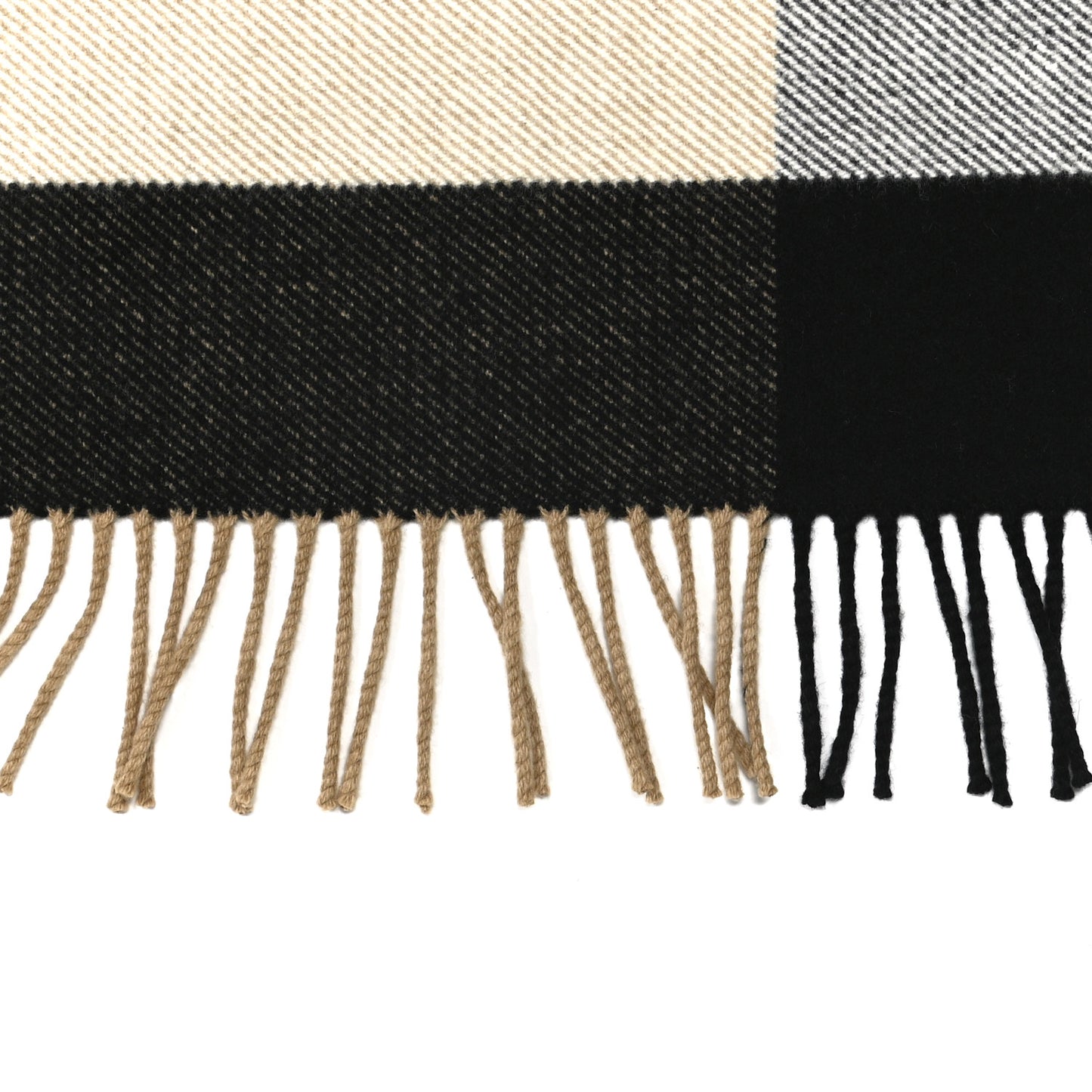 Wool Cashmere Half Mega Check Pocket Cape Scarf Archive Beige