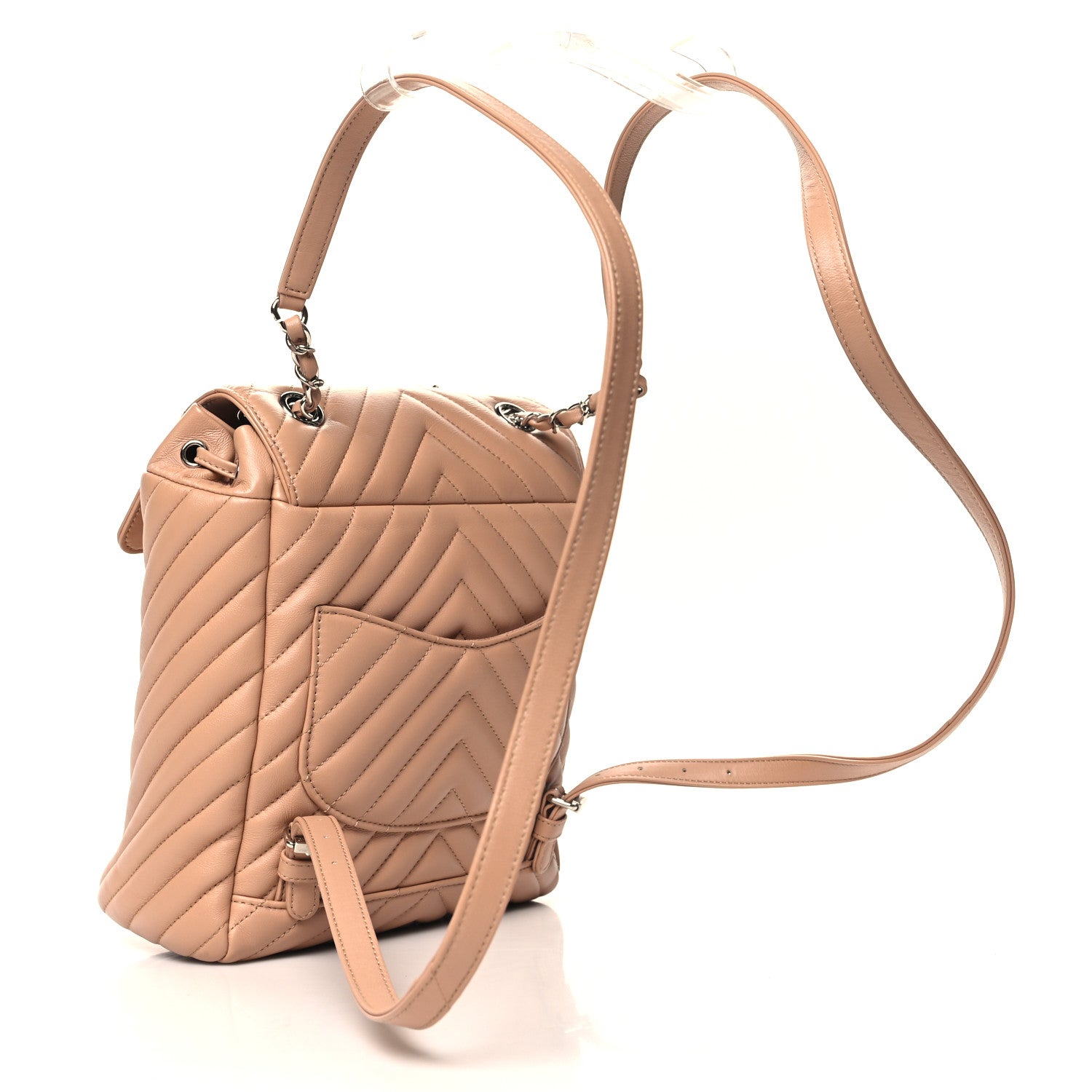 Chanel Calfskin Chevron Quilted Small Urban Spirit Backpack Beige 3 of 10
