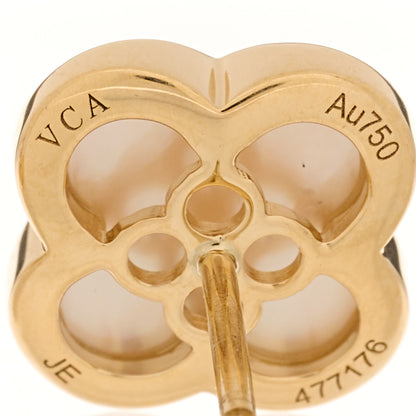 Van Cleef & Arpels 18K Yellow Gold Mother of Pearl Pure Alhambra Earrings 4 of 5