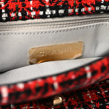 Chanel Tweed Quilted Medium Chanel 19 Flap Red Black 6 of 10