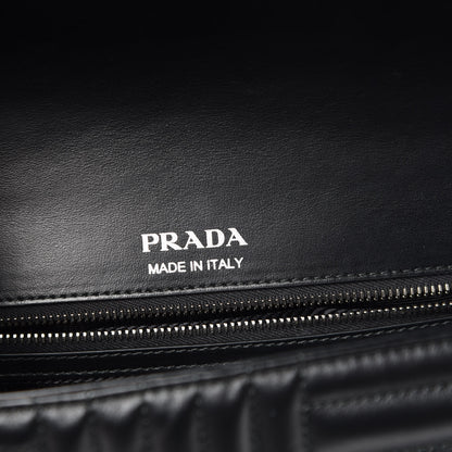 Prada Soft Calfskin Impunture Diagramme Large Chain Flap Shoulder Bag Black 6 of 8